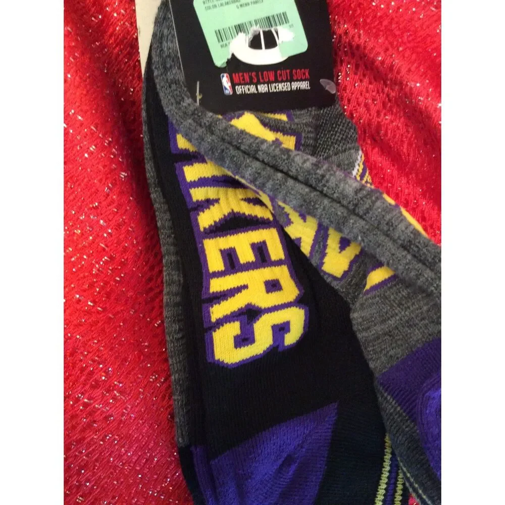 NBA Lakers 3 Pack Low Cut Mens Socks Shoe Size 6-12 New